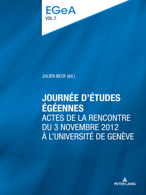cover image of Journée d'études égéennes